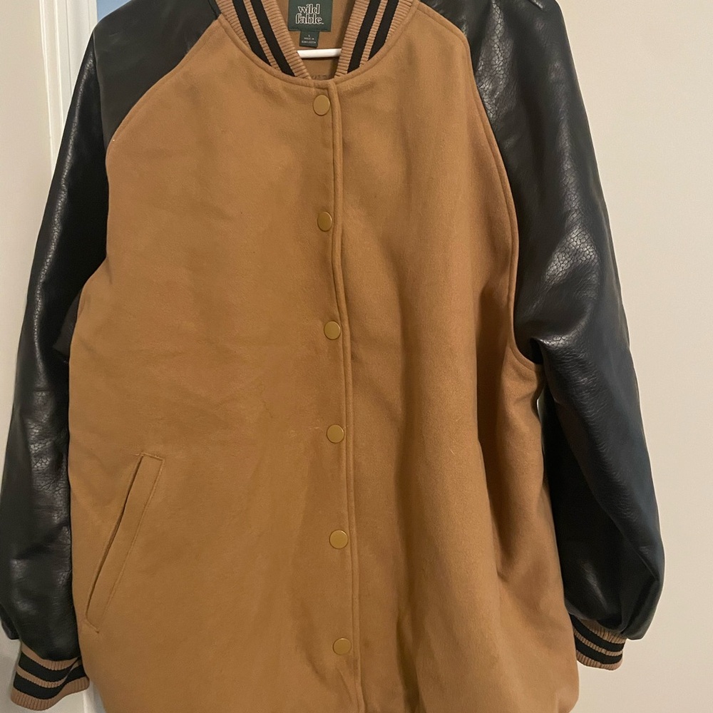 Wild Fable Tan and Black Varsity Jacket